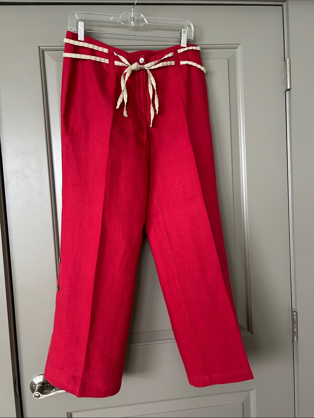 Wrap London Bright Red Wide-Leg Button-Detail Pants